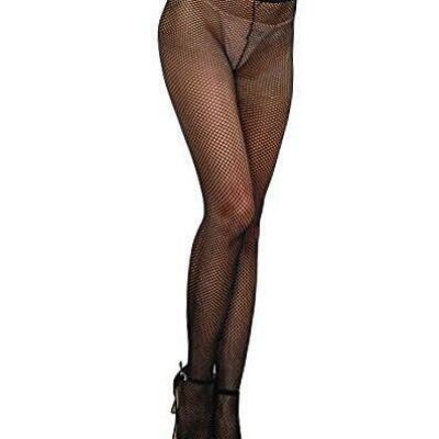 Women's Fishnet Pantyhose with Back Seam One Size Black